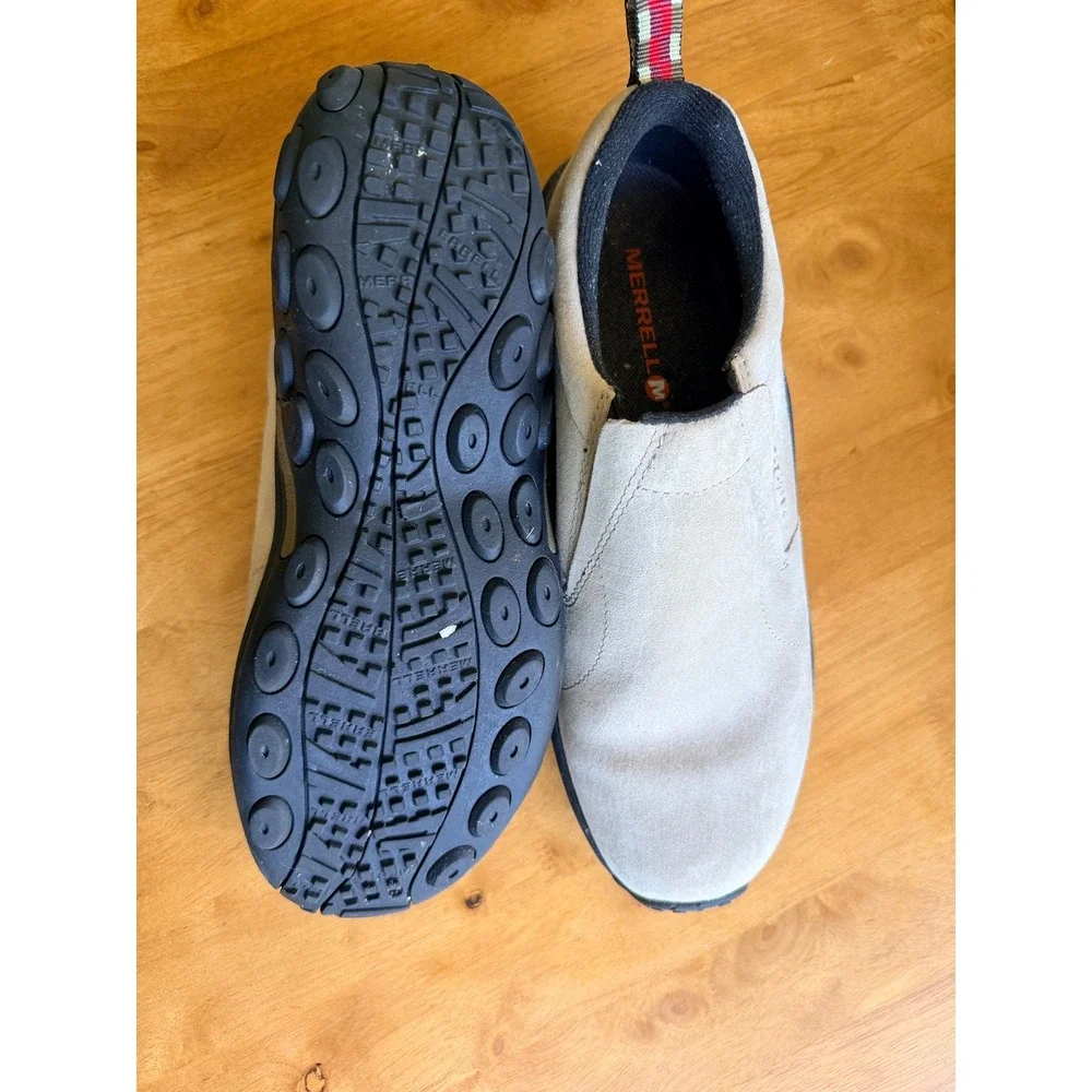 Merrell Mens Jungle Moc Taupe Grey Suede Slip On Shoes J60801 Size 9.5